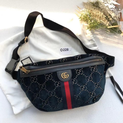 【二手99新】Gucci古馳絲絨腰包O228