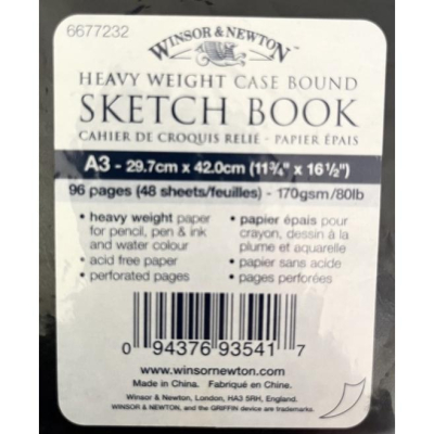 好物出清 有瑕疵 Winsor&Newton Sketchbook 硬皮素描本 膠裝110g A3 80頁 鋼筆 墨水