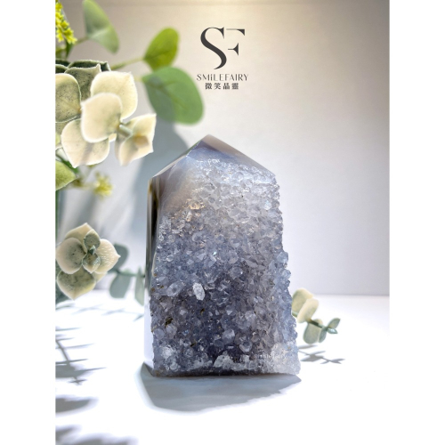 SF 能量柱 NL006A58｜灰藍瑪瑙晶柱・聚集能量、水晶晶柱、瑪瑙晶柱、鎮宅避邪、招財納福、淨化消磁