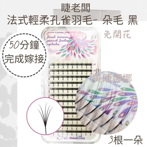 法式輕柔孔雀羽 朵毛 美睫 3根一朵 睫老闆便利花 開花毛 美睫材料 6D 免開花 中式睫毛 交叉款 台南美睫材料 新款