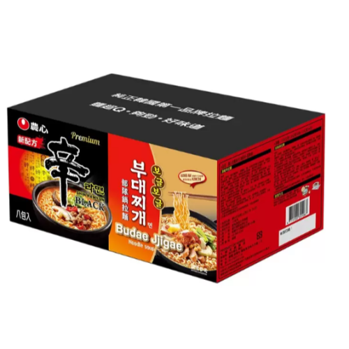 農心 拉麵組合 部隊鍋麵 X 4包 + 辛拉麵 黑 X 4包