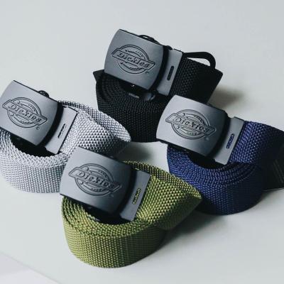 日本製 Dickies 工裝皮帶帆布素面經典黑扣