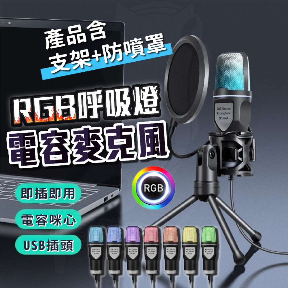 [24小時發貨] USB麥克風 電腦麥克風 [附支架+防噴罩] 現貨 錄音麥克風 電容麥克風 直播麥克風 電競麥克風