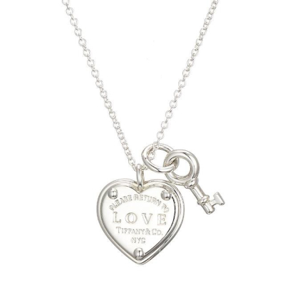 【TIFFANY&CO】 TIFFANY&CO.項鍊 心型牌+銀鑰匙 __DVSHOP 保證正貨 台灣現貨不用等