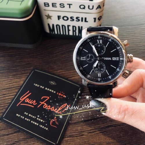 Fossil 黑色錶帶黑底質感