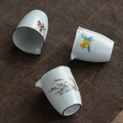 月白汝窯仿古茶海公道杯陶瓷分茶器汝瓷開片可養單個公杯日式大號