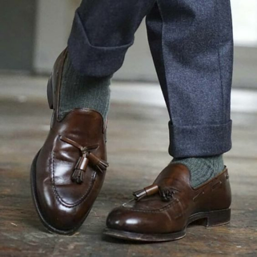 EL FAMOSO”Slip-On Tassel Loafers 流蘇LOAFER 全固特異 蠟染牛皮鞋面 羊皮內裡