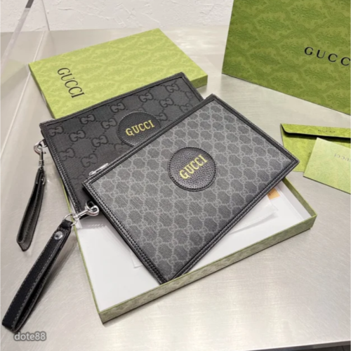 【GUCCI】古馳2022新款手拿包雙GG帆布拼皮簡約手抓包夾包男士錢包經典印花大容量多功能適合上班旅遊必備可斜挎休閒