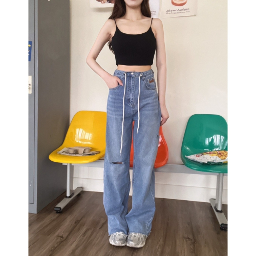 【Aries.shop】實拍my【現貨】+【預購】? 下身推薦 ? 率性割破抽繩寬褲 女裝