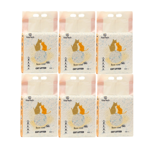 【AOYI奧藝】輕量化高分子混合太空豆腐貓砂6入（SGS除臭+食品級原料雙認證/無塵貓砂//強效凝結/可沖馬桶貓砂）