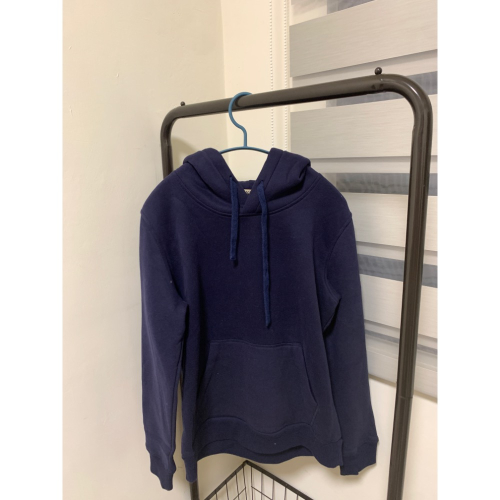 全新衣服便宜賣 素色刷毛連帽T-丈青 尺寸L