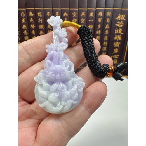 天然翡翠A貨-猶抱琵琶桃花開魅力無限九尾狐仙 商品編號062306