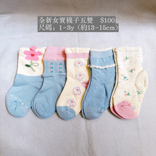 全新女寶襪子五雙（小汶