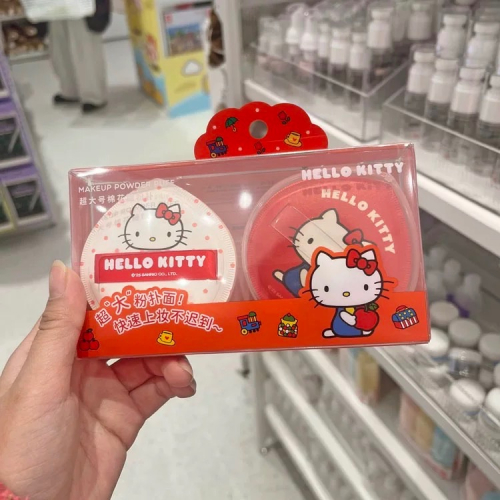 正品 Hello Kitty超大號棉花糖氣墊粉撲(2個裝+收納盒)