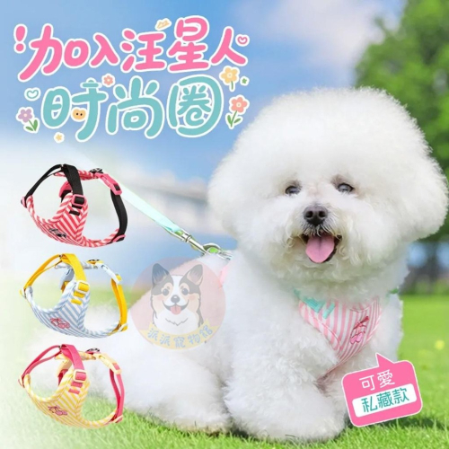 ?櫻桃條紋胸背帶? 寵物胸背帶 狗狗胸背帶 貓咪胸背帶 狗胸背帶 貓胸背帶幼犬胸背帶小型犬胸背帶胸背狗胸背寵物背帶