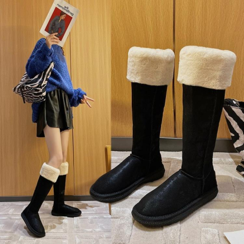 高筒雪地靴女2023冬季新品正韓長靴加絨加厚保暖絨口棉靴女