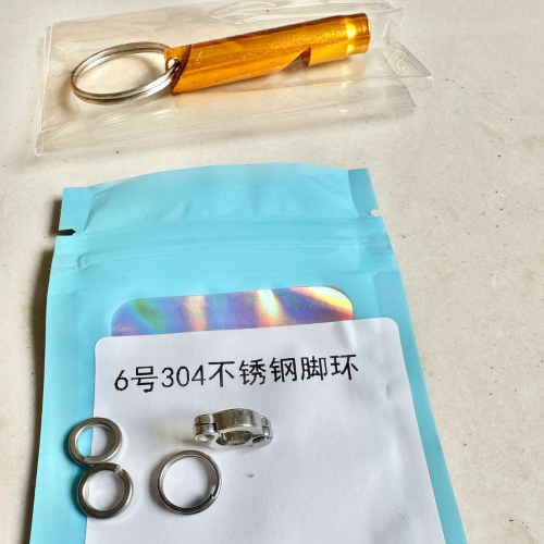蘿絲車庫：全新 六號不鏽鋼鸚鵡腳環 玄鳳/小太陽