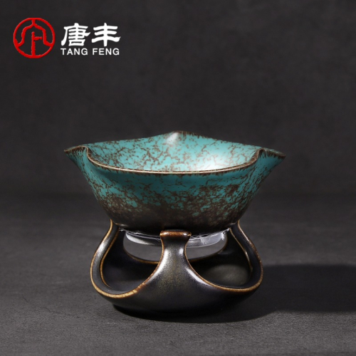唐豐陶瓷茶漏家用復古個性濾茶器窯變天目釉過濾分茶器功夫茶濾A