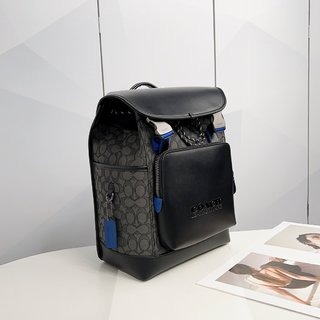 Coa拼色LEAGUE双肩背包 材质牛皮革配织物 尺寸27.5cm (长) x 40cm (高) x 15cm (宽)