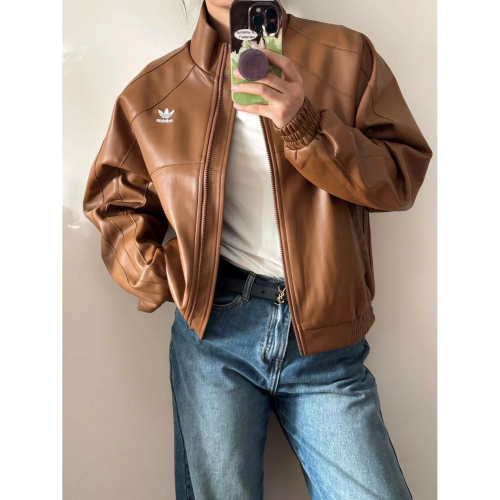 【LUNA-K】adidas orginals 美式復古皮衣外套 黑色 棕色＊S-2XL。C51131
