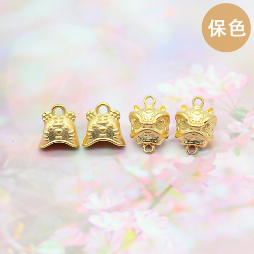 保色沙金老虎頭醒獅虎頭帽吊墜手鏈項鏈鑰匙扣掛件DIY沙金配件