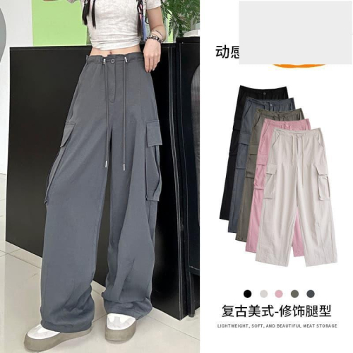蘿蔔大叔束腳工裝褲女2025春秋新款寬鬆戶外速乾褲冰絲闊腿運動褲