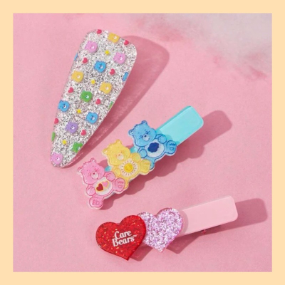 （現貨） CARE BEARS 愛心熊 彩虹熊 髮夾 3入組 髮飾