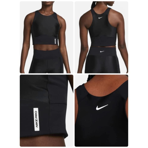 女子 Nike Pro Dri-FIT Crop Tank Top 黑色 快速排汗 訓練 短版 運動背心
