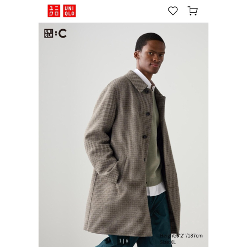 全新大衣，UNIQLO :C聯名款，男女適穿雙面織紋大衣35Brown，尺碼S號