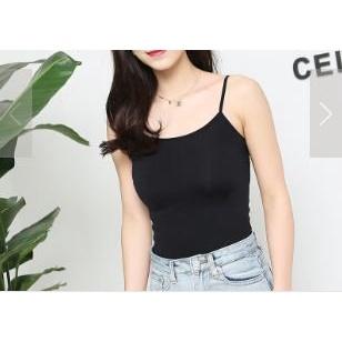 ??拉拉Lala＇s 莫代爾吊帶背心女夏季質好高彈力修身吊帶衫 打底抹胸小背心(一字)