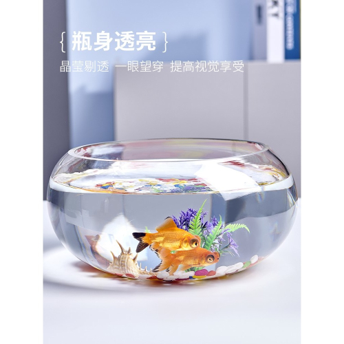 辦公室小魚缸加厚透明玻璃烏龜缸客廳家用桌面圓形迷你小型金魚缸