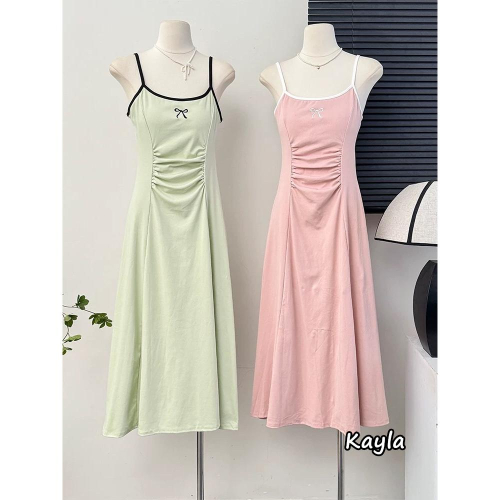 預購?免運? 撞色滾邊蝴蝶結收腰顯瘦裙襬吊帶洋裝 A1211 #Kayla.girl #少女愷拉