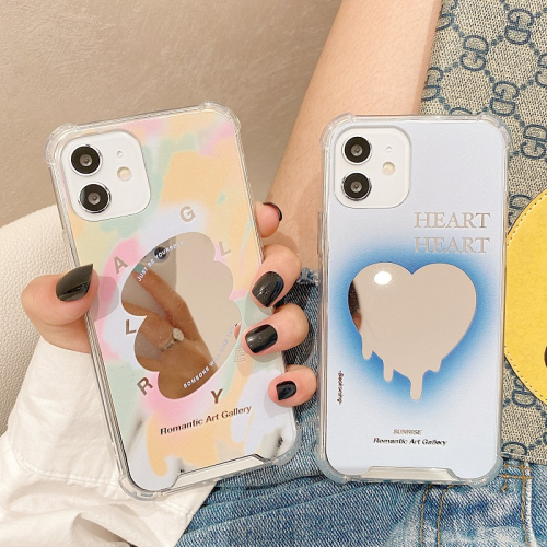 ins水彩塗鴉漸變愛心補妝鏡適用iphone12pro max蘋果11手機殼iphonex軟殼xsmax創意xr日韓8p