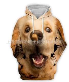 新款衛衣 寵物狗3D數碼印花衛衣套頭休閒個性潮男款