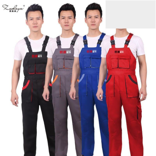 工廠直銷多口袋機修連身揹帶褲工作服男工程機電吊帶工裝訂製logo