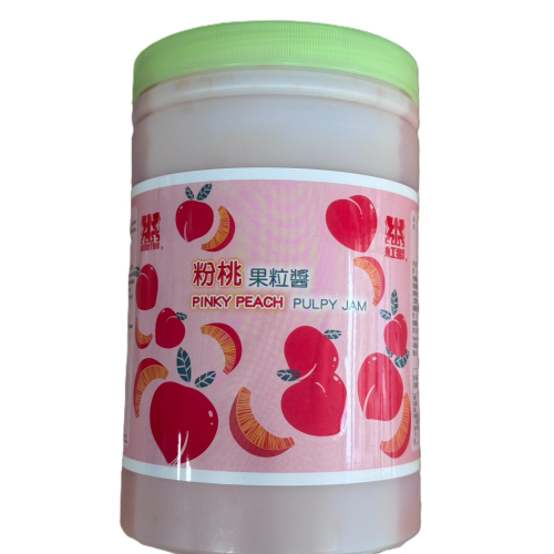 綠盟-紅獅粉桃果粒醬(2.2kg/瓶)
