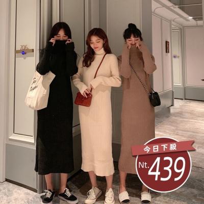 【台灣發貨】韓版氣質高領長版毛衣 連身裙 吊帶裙 吊帶褲 女裝【S339】