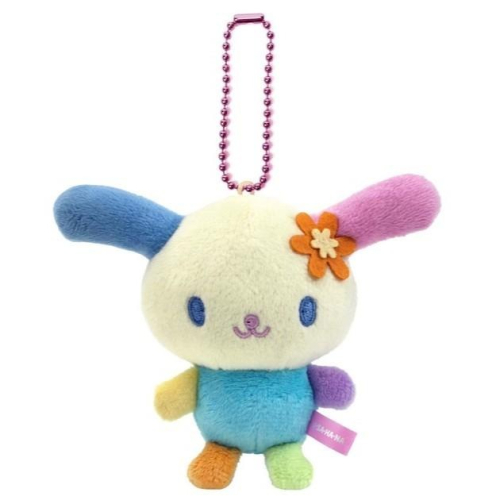Sanrio USAHANA 花花兔 馬卡龍拼色絨毛吊飾｜粉珠鍊鑰匙圈 公仔娃娃