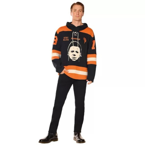 全新Michael Myers Haddonfield Hockey Hoodie Halloween帽T SZ L
