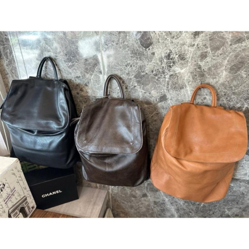 ? 現貨【?? Tanned】|韓國 牛皮系列手工半圓拉鍊後背包?正韓 真皮系列 牛皮 後背包 高級後背包 保值耐用包