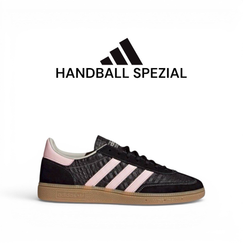 ?adidas HANDBALL SPEZIAL 運動休閒鞋｜黑粉色｜黑色｜粉色｜核心黑｜石英粉｜焦糖底｜鱷魚紋路｜皮
