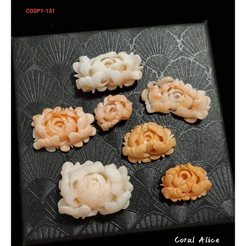 ?Coral珊寶手作-天然深水珊瑚/白珊瑚/momo珊瑚手工刻花(無孔) CO2P1-131