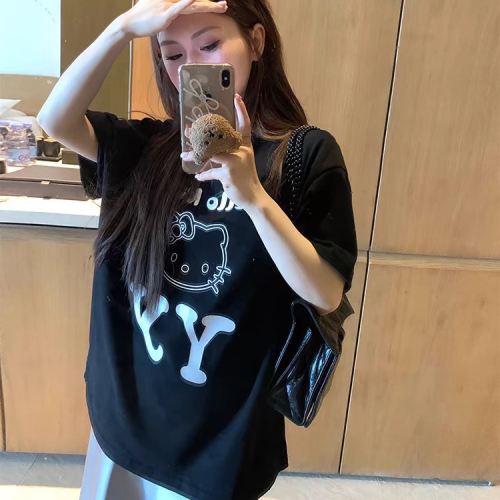 正品！Open YY聯名Kitty T恤 polo衫 可當連衣裙 可鹽可甜 舒服寬松圓領短袖上衣 潮流百搭 和留推薦❤️
