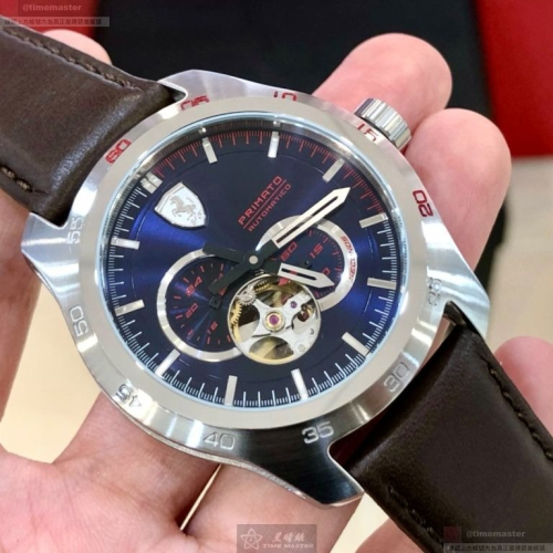 FERRARI手錶,編號FE00109,44mm黑錶殼,咖啡色錶帶款