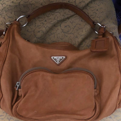 PRADA 經典 二手 駝咖啡 牛皮 肩背 手提 斜背 三用包