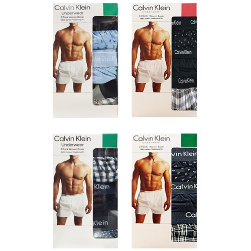 喜市購生活館 現貨 CK男內褲 Calvin Klein 男性內褲 CK四角內褲 平織平口內褲 三入組