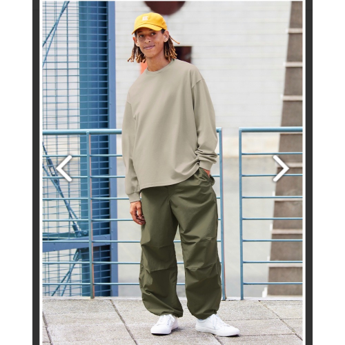 GU 寬版 降落傘褲 男長褲 M