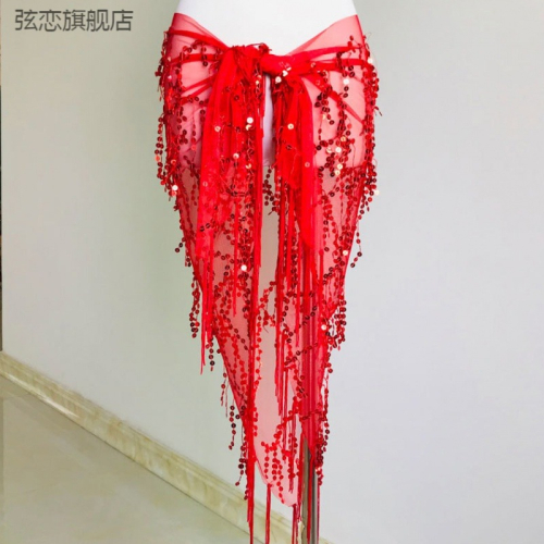 肚皮舞腰鏈女新款練功服臀巾初學者三角巾流蘇腰帶腰封