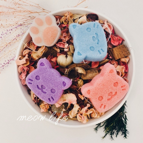 Meow life 貓咪 貓頭 貓臉 貓掌 洗顏海綿 深層清潔起泡球 天然蒟蒻洗臉海綿 潔面撲 洗臉撲[台灣現貨]