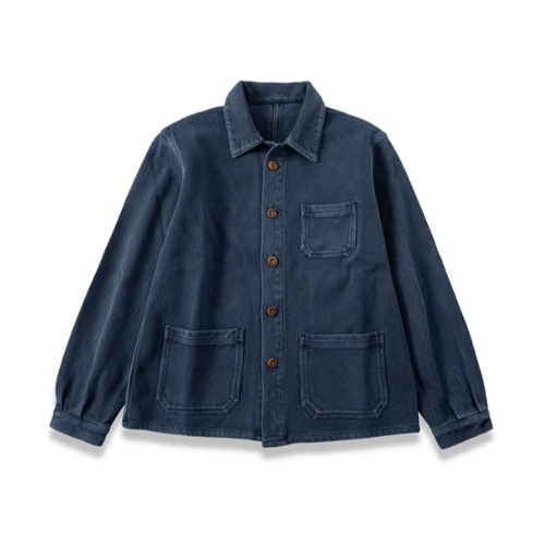 18OZ INDIGO 劍道服刺子繡藍染法式工裝外套 UNION KNOPF 媲美花囚犯Bleu De Travail